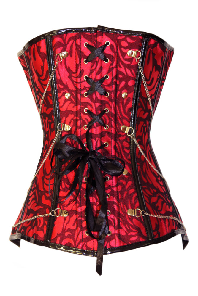 Elegant Buckle Belt Embellished Red Polyester Corsets_Bustiers&Corsets_Sexy Lingerie_Accessories