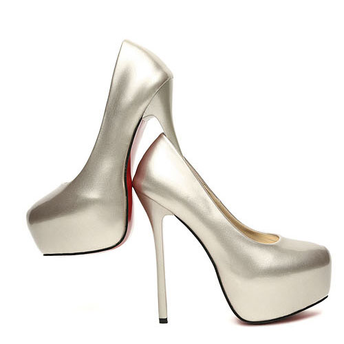 silver closed toe pumps