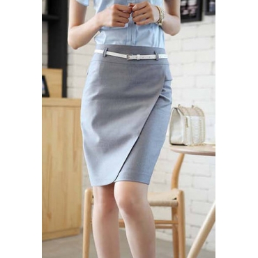 Elegant OL High Waist Solid Grey Sheath Knee Length Skirt_Skirts ...