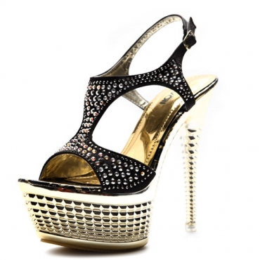 black diamond strap heels