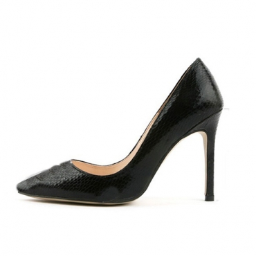 snake print pointed heels