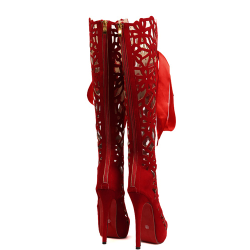 red high boots cheap