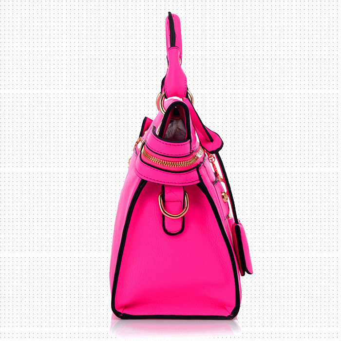 Brilliant Hasp Design Solid Rose Leather Messenger&Crossbody_Messenger