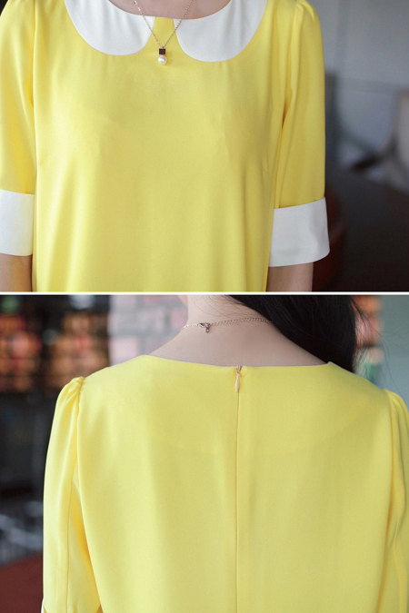 yellow peter pan collar top