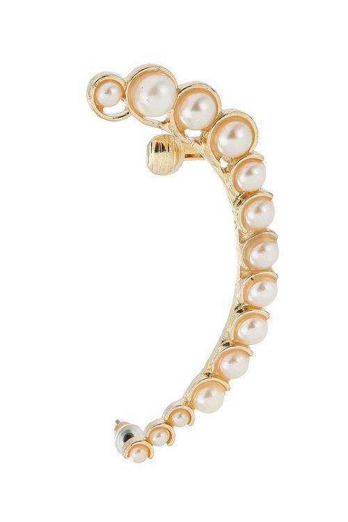Elegant Golden New Moon Shaped Pearl Earring_Earring_Jewellery ...
