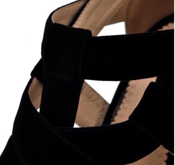 Fashion Stiletto High Heel Black Suede Sandals_Sandals_Shoes ...