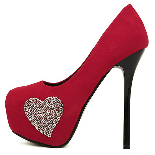 closed toe red high heels