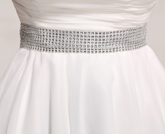Elegant Diamond Embellished Strapless Off The Shoulder Sleeveless White ...