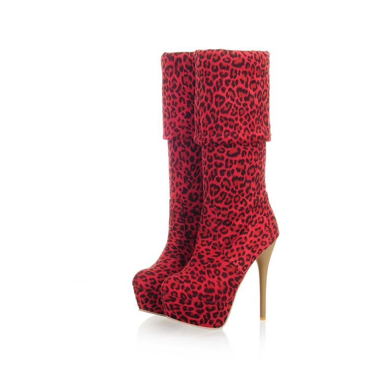 red over the knee high heel boots