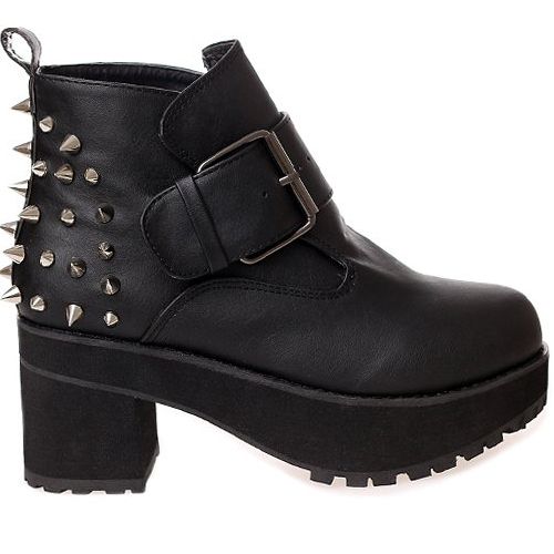 wedge heel motorcycle boots
