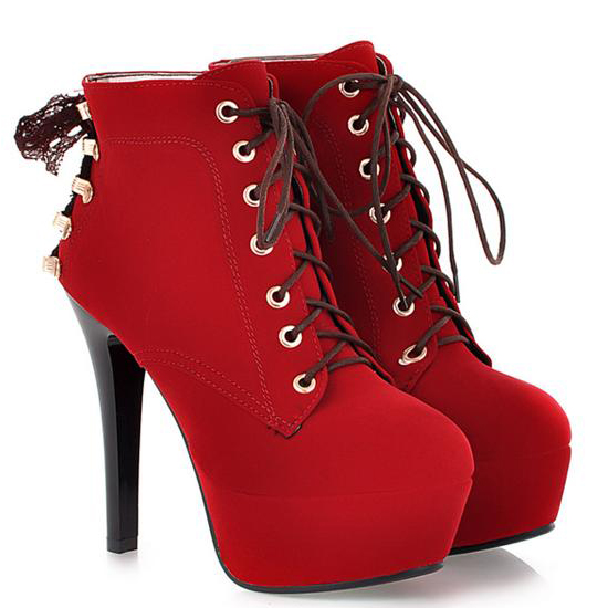 high heel round toe boots