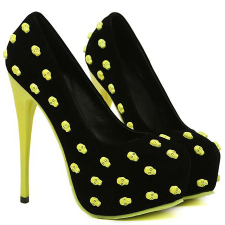 yellow round toe heels