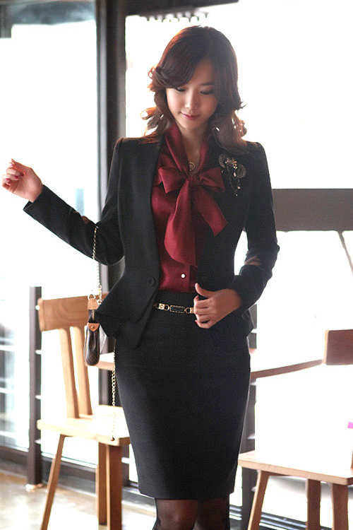 New Style All-Match Long Sleeve Brooch Embellished Black Suit_Blazer ...