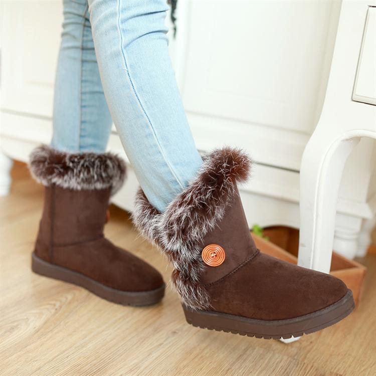 Winter Pointed Toe Flat Low Heel Slip On Ankle Feathers Brown Snow ...