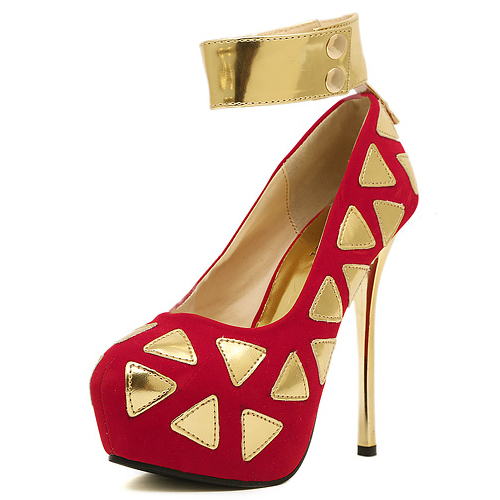 red triangle heels