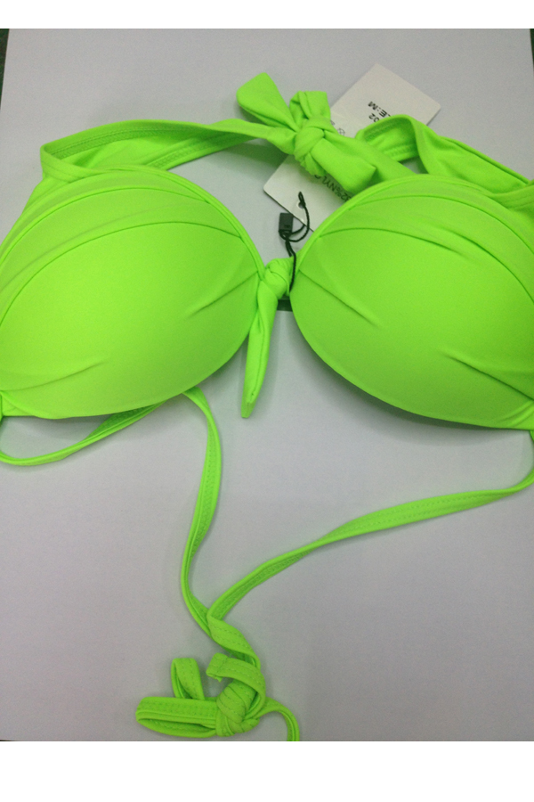Alluring and Charming Scale Style Solid Color Fluorescent Green Bikinis