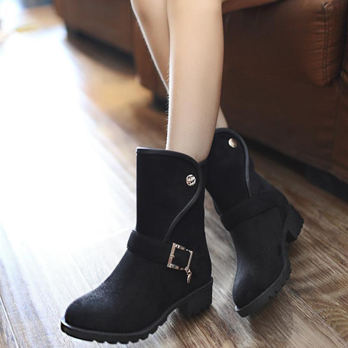 slip on chunky heel ankle boots