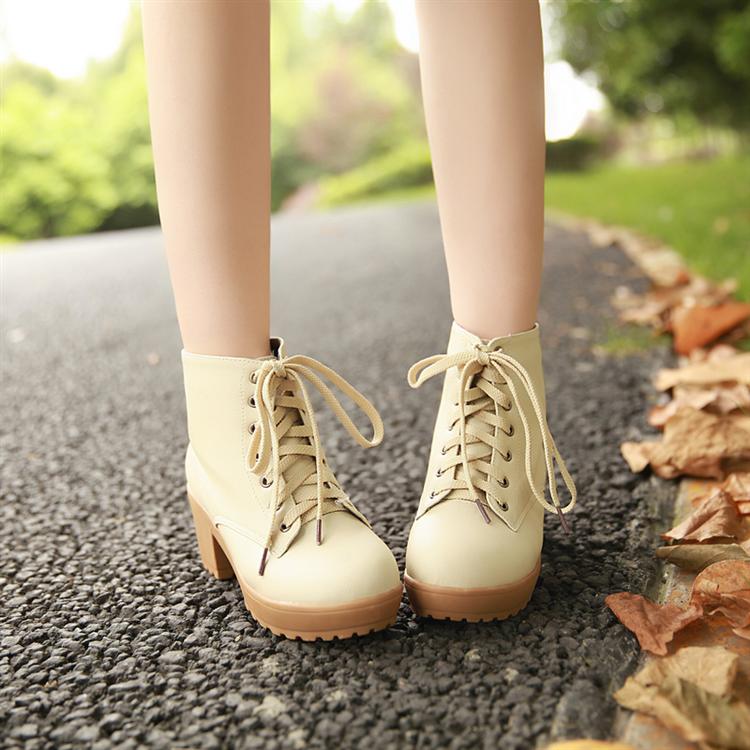 rosy apricot lace front ankle boot