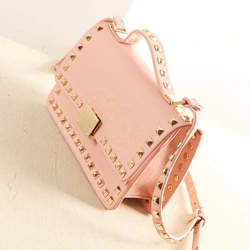 Fashion Women Solid Zipper Pink PU Shoulder Bag_Messenger&Crossbody_Bags_Accessories