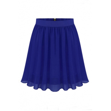 Fashion Woman Solid A Line Blue Chiffon Mini Skirt_Skirts_Bottoms ...