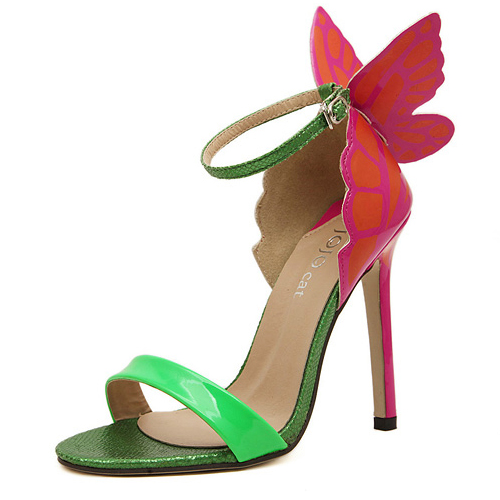 Fashion Stiletto High Heel Ankle Strap Green PU Sandals_Sandals_Shoes ...