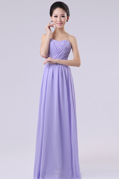 Fashion Strapless Off The Shoulder Sleeveless Purple Chiffon Floor ...