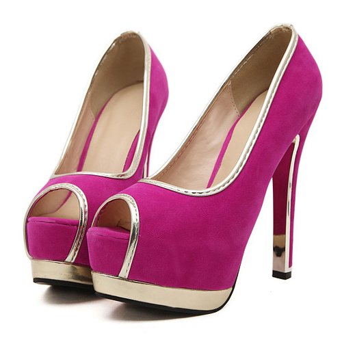 Fashion Round Peep Toe Patchwork Platform Stiletto Super High Heels ...
