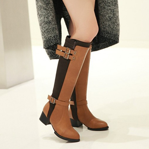 mid heel brown boots