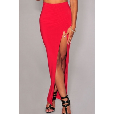 ruched side split maxi skirt