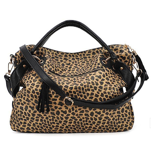 black leopard print clutch bag