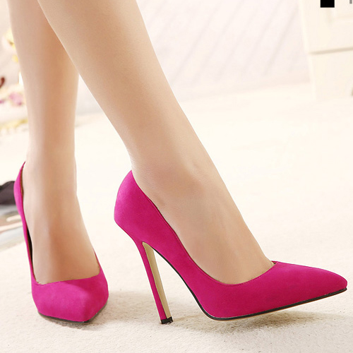 Cheap Fashion Pointed Closed Toe Stiletto Super High Heel Rose Suede ...