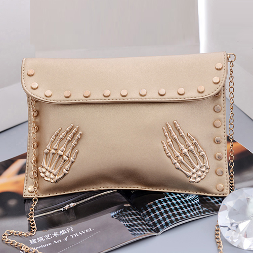 Cheap Retro Fashion Hasp Design Skeleton Palms Embellished Solid Gold