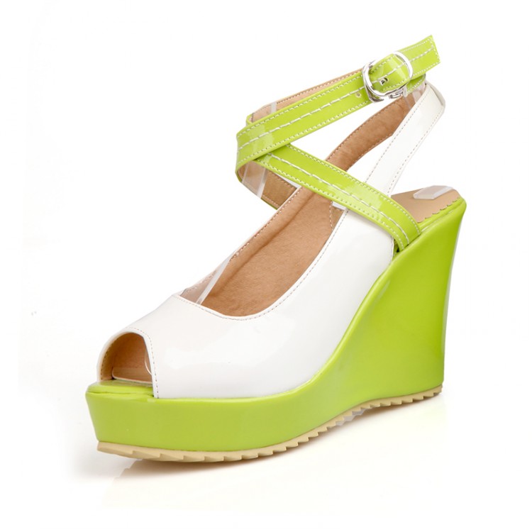 Cheap Fashion Peep Toe Platform Wedge Super High Heel