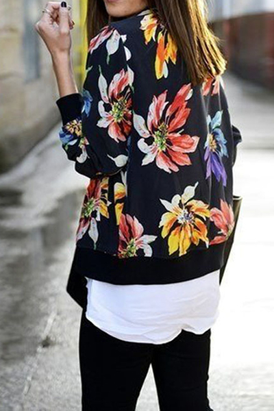 Fashion O Neck Long Sleeves Zipper Gesgin Polyester Jacket_Coat&Jacket ...