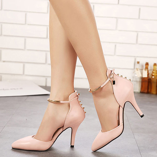 Fashion Pointed Closed Toe Metal Decoration Stiletto Super High Heel ...