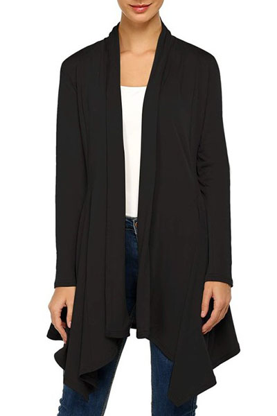 black asymmetrical cardigan