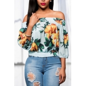 Euramerican Bateau Neck Three Quarter Sleeves Flor