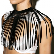 Fashion Tassel Design Black Flocking Necklace