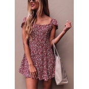 Cotton Bohemian Bateau Neck Mini Dresses