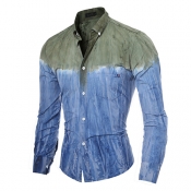 Cardigan Cotton Turndown Collar Long Sleeve Patchw