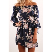 Polyester Bohemian Bateau Neck Off The Shoulder Th
