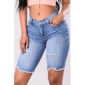 Stylish High Waist Light Blue Denim Shorts