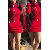 red sweatshirt dress
