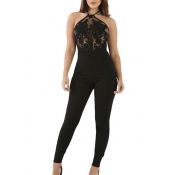 Sexy Backless Black Lace One-piece Jumpsuits