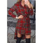 That Be High Low Plaid Shirt Dress(Non Positioning