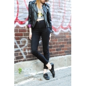 Stylish High Waist Black Cotton Skinny Pants