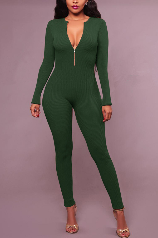 Spandex Solid Regular Jumpsuits
