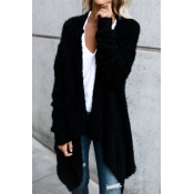 Lovely Stylish Long Sleeves Asymmetrical Black Vel