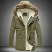 Stylish Hooded Collar Zipper Design Army Green Cot