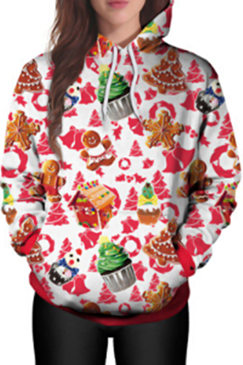 Euramerican Hooded Collar Christmas Printed Polyester Hoodies(Non Positioning Printing)